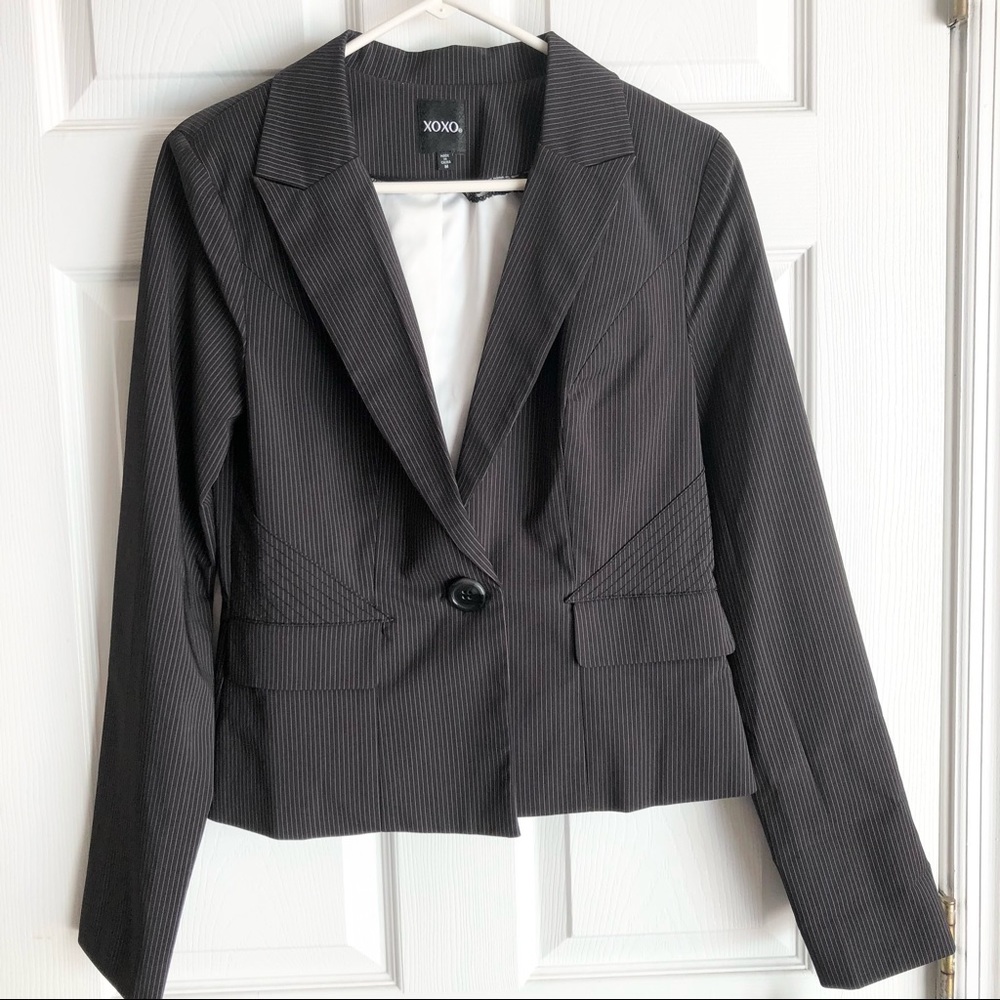 XOXO Pin Stripe Blazer Jacket Black Medium